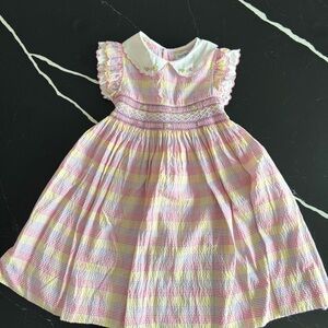 Vintage Pink and Yellow Smocked Dress